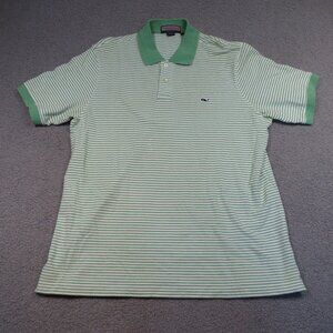 Vineyard Vines Men’s Polo Shirt Large Green White Stripes Shep & Ian Casual